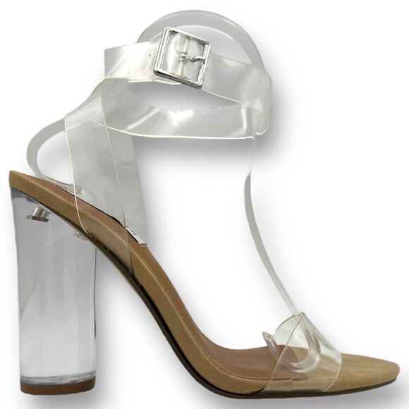 Steve Madden Womens Clearer Block Heel Ankle Strap Slingback Heels Clear Size 8 - Picture 4 of 11